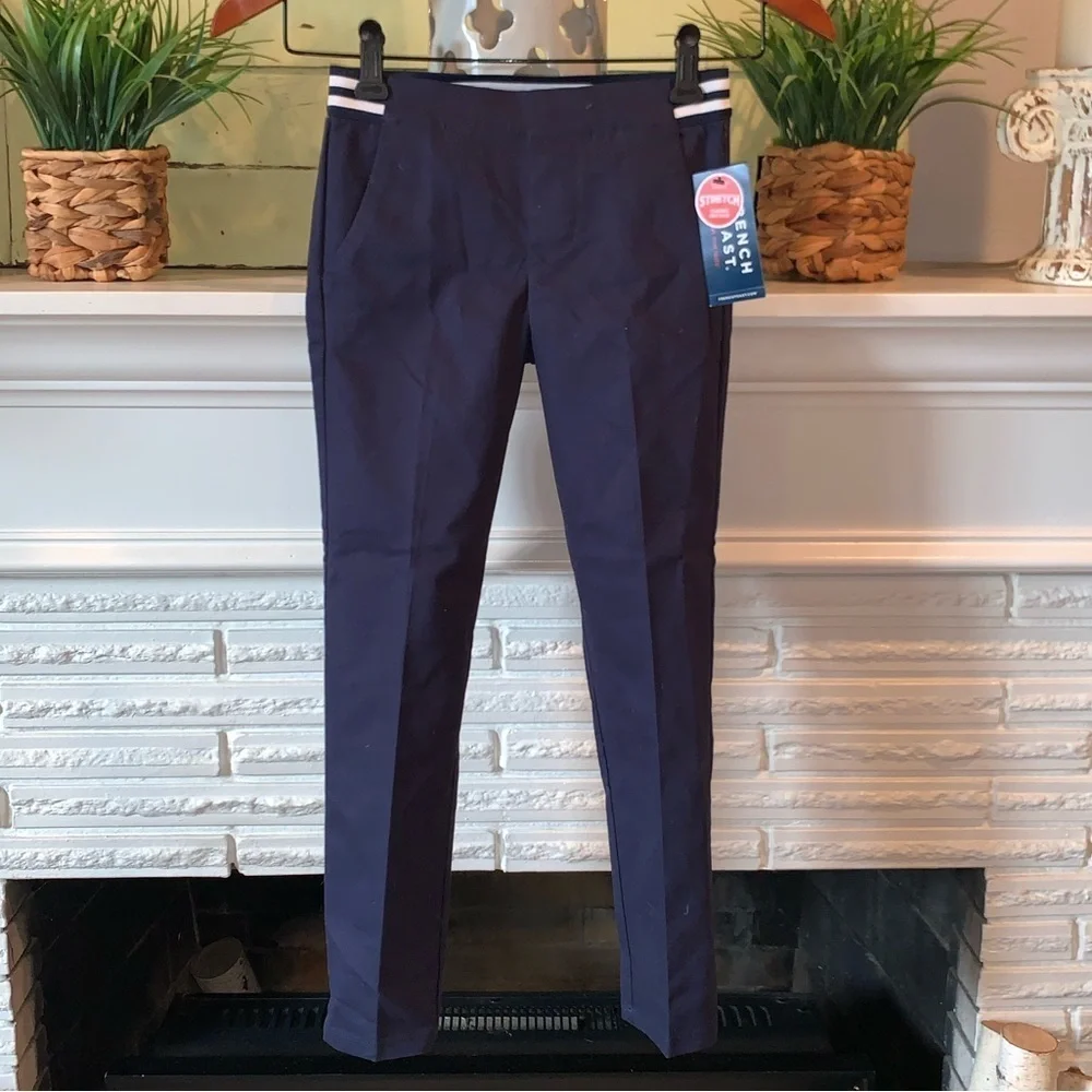 French Toast Contrast Stripe Navy Pull On Trouser Pants Boys Size 7 NEW